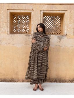 Gahan - Womens Viscose Rayon Straight Printed Kurta with Palazzo & Dupatta