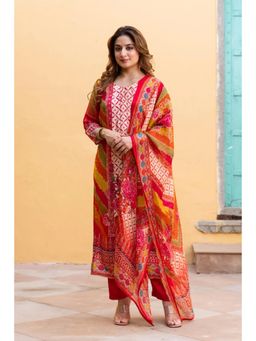 Gahan - Womens Viscose Rayon Straight Printed Kurta with Pant & Dupatta