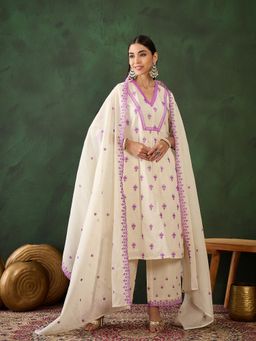Gahan - Purple Kurta with Embroidered Palazzo and Dupatta