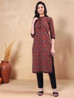 Gahan - Womens Pure Cotton Geometric Printed Straight Kurta