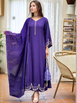 Gahan - Womens Viscose Rayon Embroidered Anarkali with Pant & Dupatta