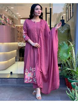 Gahan - Womens Viscose Rayon Embroidered Anarkali with Pant & Dupatta