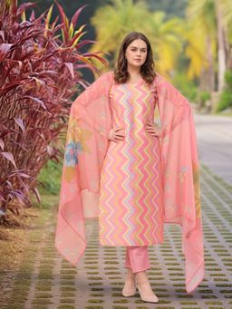 Gahan - Womens Viscose Rayon Straight Printed Kurta with Pant & Dupatta