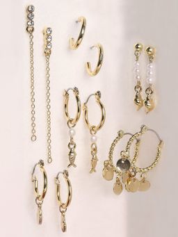 Lilly & Sparkle - Set of 6 Gold-Toned Circular Hoop Earrings