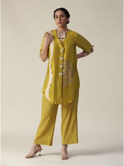 Arpita Sulakshana - Bumblebee Yellow Hand Painted Embroidered Co-ord (Set of 2)