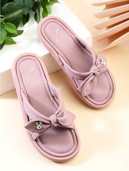 XE Looks - Bow Detail Embellished Accent Slip-On Flats
