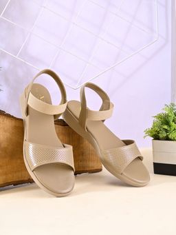 XE Looks - Perforated Strap Cushioned Slingback Flat Sandals