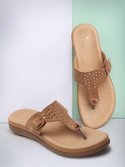 XE Looks - Beige Chic And Elegant Siroski Design Soft Comfortable Sandal