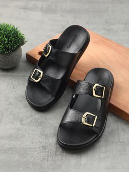 LIBERTY - Healers Mdl-11E Casual Black Flat Sandals for Men