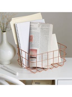 Hollyhock - Rose Gold Wire Basket Storage