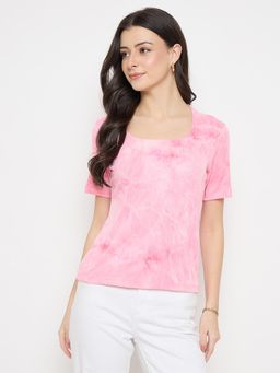 Madame - Pink Tie Dye Round Neck T Shirt