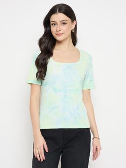 Madame - Sea Green Tie Dye Round Neck T Shirt