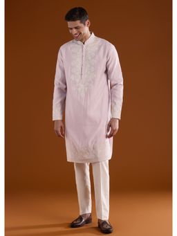 KALKI FASHION - Men Purple Viscose Rayon Mandarin Neck Kurta with Pant