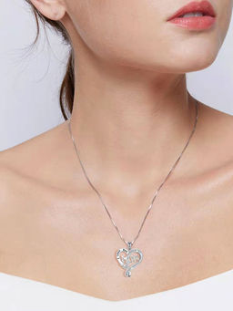 Raajsi By Yellow Chimes - 925 Sterling Silver Stone-Studded Silver-Plated Pendant With Chain