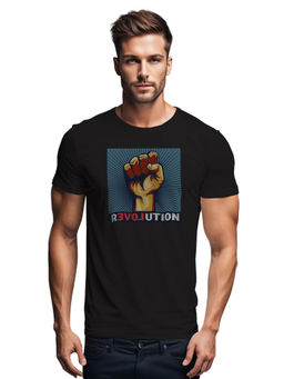 Tantra - Black Round Neck Printed T-shirt