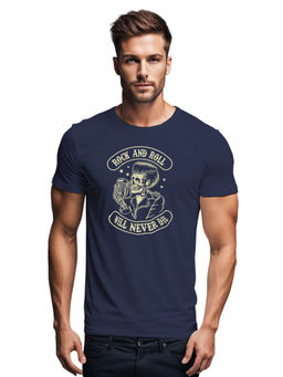 Tantra - Navy Blue Round Neck Printed T-shirt