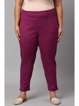 W - Purple Solid Slim Pants
