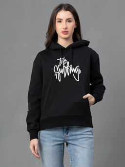 Mode by Red Tape - Women Black Printed Hoodie