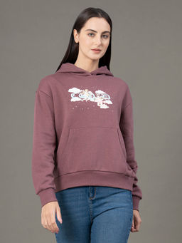 Red Tape - Women Brown Graphic Hoodie