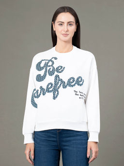 Red Tape - Women White Printed Sweatshirt