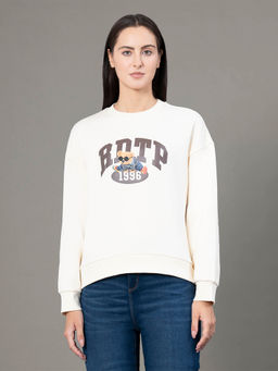Red Tape - Women Cream Printed Sweatshirt