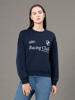 Red Tape - Women Navy Blue Printed Sweatshirt
