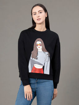 Red Tape - Women Black Printed Sweatshirt