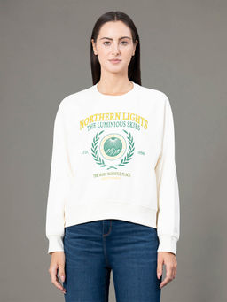 Red Tape - Women Cream Printed Sweatshirt