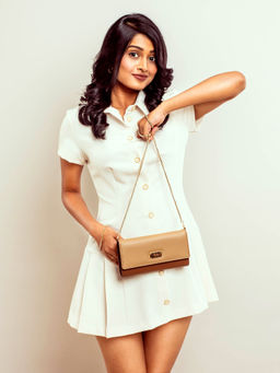 Strokes by Namrata Mehta - Tan & Brown Cinnamon Cocoa Clutch Wallet Cum Sling