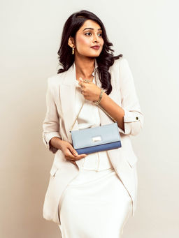 Strokes by Namrata Mehta - Hues Of Blue Clutch Wallet Cum Sling
