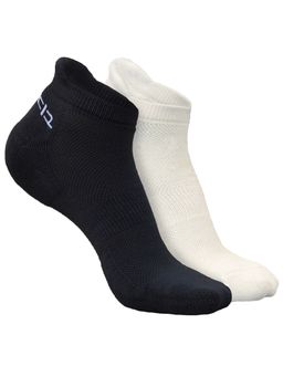 Heelium - Bamboo Ankle Socks for Women - 2 Pairs - Black - White Odour Free Breathable