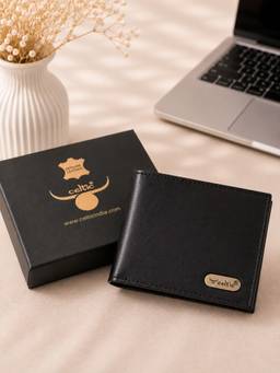 Celtic - Premium Export-Quality Black Genuine Leather Bi-Fold Wallet -Black