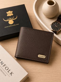 Celtic - Genuine Leather Bi-Fold Wallet -Brown