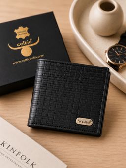 Celtic - Genuine Leather Bi-Fold Wallet -Black