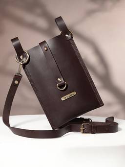 Celtic - Genuine Leather Crossbody Phone Bag-Brown