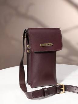 Celtic - Genuine Leather Crossbody Phone Bag -Brown
