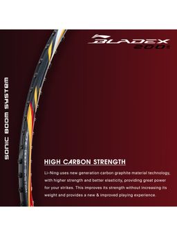Li-Ning - BladeX 200R Carbon Fibre Badminton Strung Racket (Charcoal-Red) with Free Full Cover