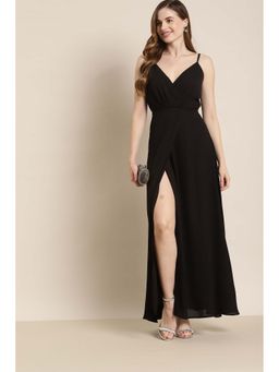 Qurvii - Black Solid Long Dress