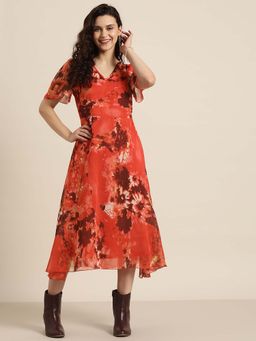 Qurvii - Red Printed Dress