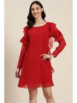 Qurvii - Red Small Polka Dot Dress
