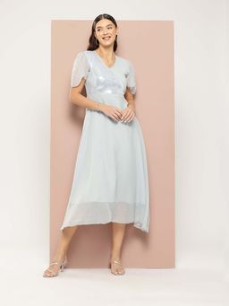 Qurvii - Sequins Yoke Party Dress