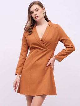 Styli - Brown A-Line Mini Dress