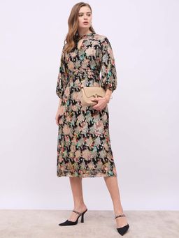 Styli - Black A-Line Midi Dress