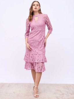 Styli - Pink A-Line Midi Dress