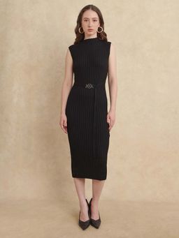 RAREISM - Ronfa Black Bodycon Midi Dress
