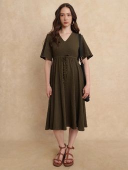 RAREISM - Ronmien Olive A-Line Midi Dress