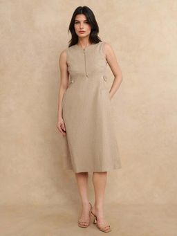 RAREISM - Zelina Beige A-Line Knee Length Dress