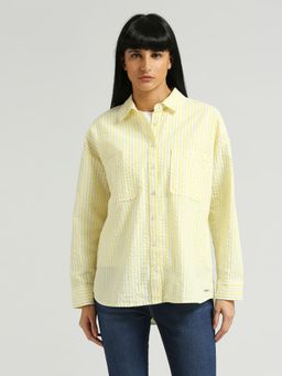 Pepe Jeans - Jazz Seersucker Striped Oversize Shirt With Front Patch Pockets