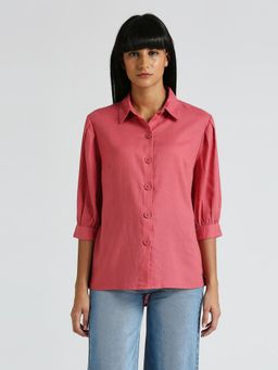 Pepe Jeans - Pink Sylvie Solid Linen Viscose Long Shirt