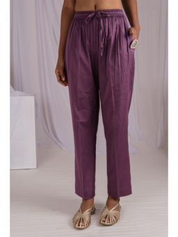 Mushio - Purple Cotton Silk Elasticated Waist Pant